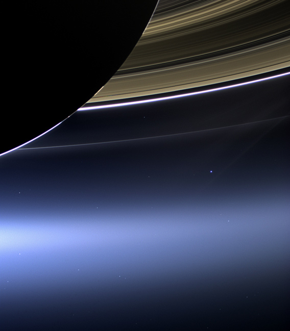 Earth seen from the other side of Saturn