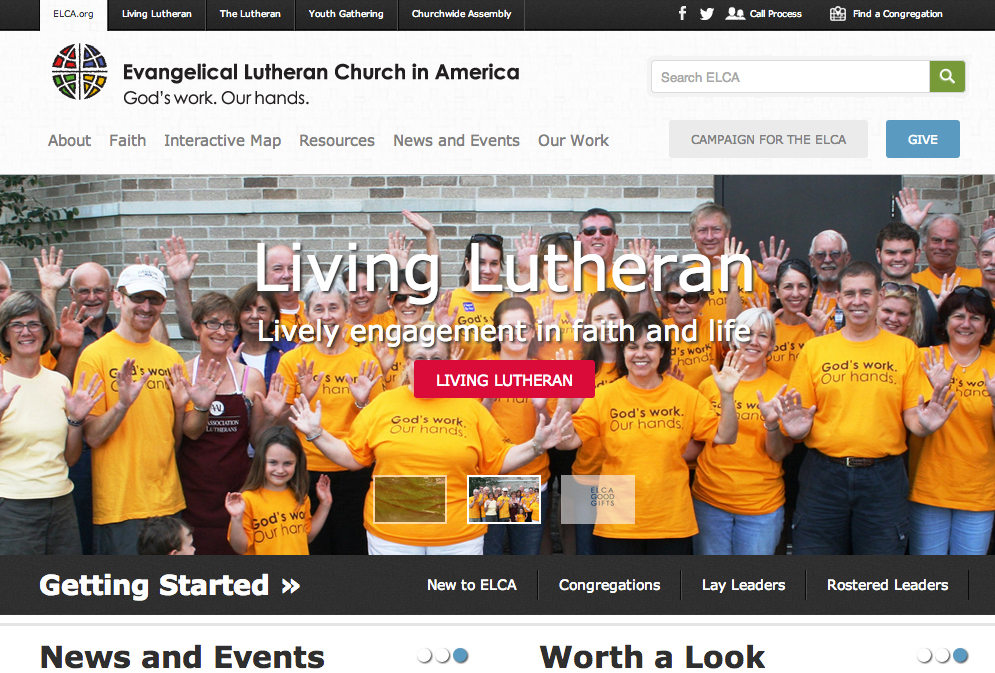 New front page for the ELCA.org